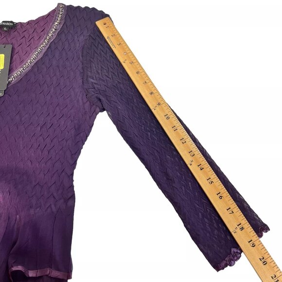 Komarov Womens Layered Purple V-Neck Tiered Chiffon Fit & Flare Dress Size L - Picture 13 of 16